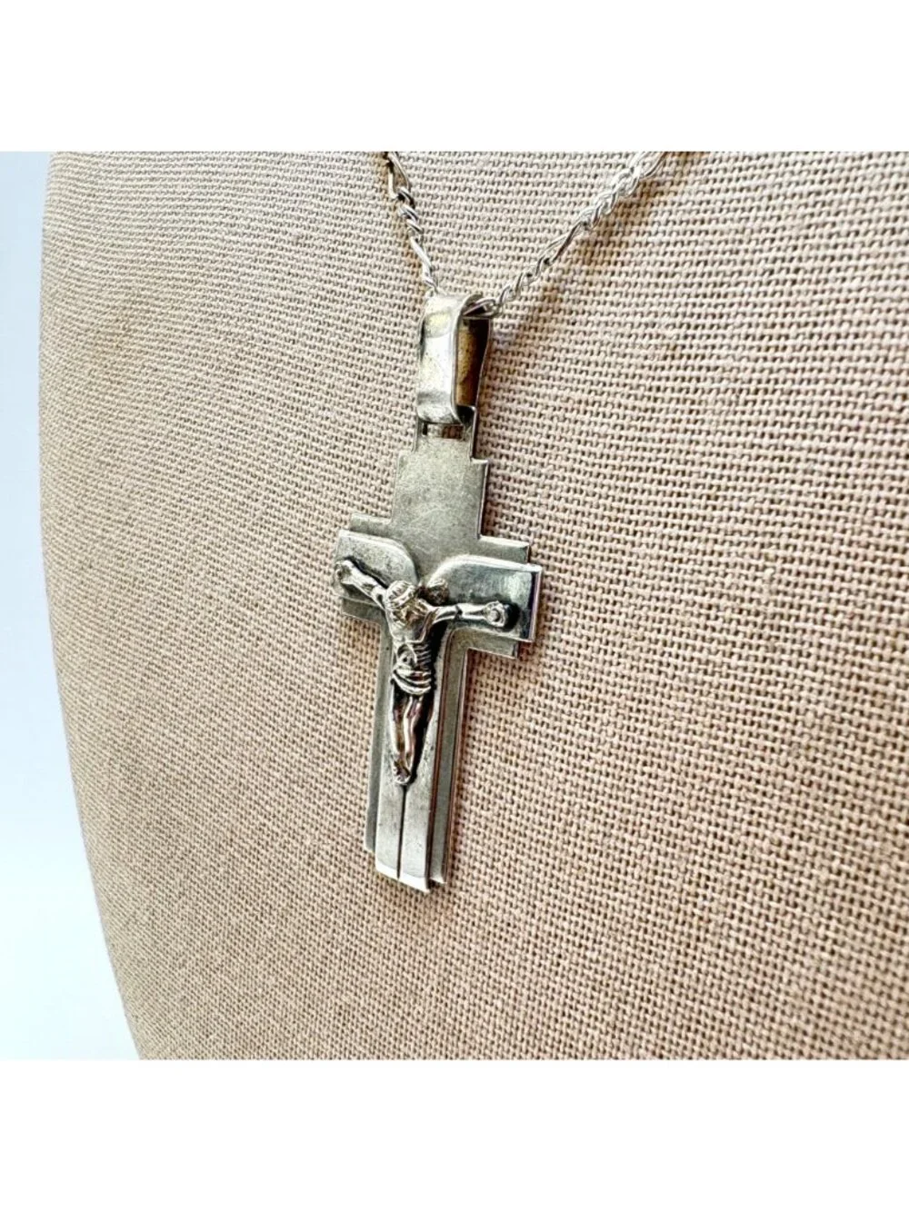 Crucifix Cross Pendant Necklace Lobster Clasp 925 Sterling Silver 24